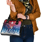 Personalized Newcastle Knights Shoulder Handbag Y2K Grunge Aesthetic With Cyber Flames and Starburst Graphics