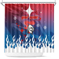 Personalized Newcastle Knights Shower Curtain Y2K Grunge Aesthetic With Cyber Flames and Starburst Graphics