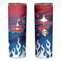 Personalized Newcastle Knights Skinny Tumbler Y2K Grunge Aesthetic With Cyber Flames and Starburst Graphics