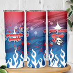 Personalized Newcastle Knights Skinny Tumbler Y2K Grunge Aesthetic With Cyber Flames and Starburst Graphics