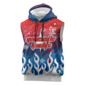 Personalized Newcastle Knights Sleeveless Hoodie Y2K Grunge Aesthetic With Cyber Flames and Starburst Graphics
