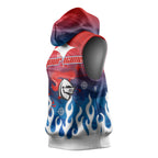 Personalized Newcastle Knights Sleeveless Hoodie Y2K Grunge Aesthetic With Cyber Flames and Starburst Graphics