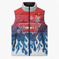Personalized Newcastle Knights Sleeveless Puffer Jacket Y2K Grunge Aesthetic With Cyber Flames and Starburst Graphics