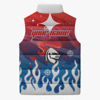Personalized Newcastle Knights Sleeveless Puffer Jacket Y2K Grunge Aesthetic With Cyber Flames and Starburst Graphics