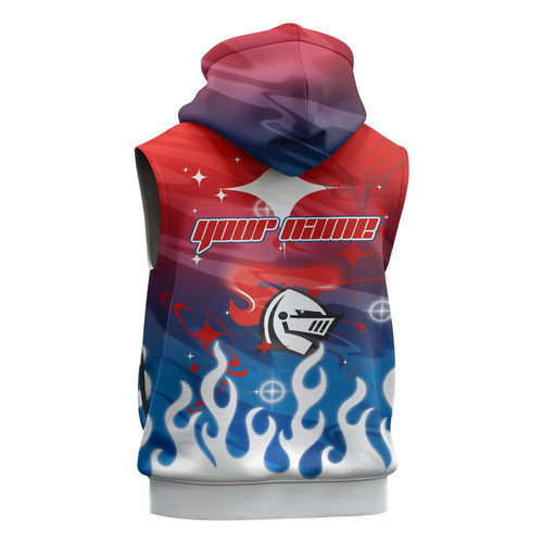 Personalized Newcastle Knights Sleeveless Zip Hoodie Y2K Grunge Aesthetic With Cyber Flames and Starburst Graphics