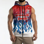 Personalized Newcastle Knights Sleeveless Zip Hoodie Y2K Grunge Aesthetic With Cyber Flames and Starburst Graphics