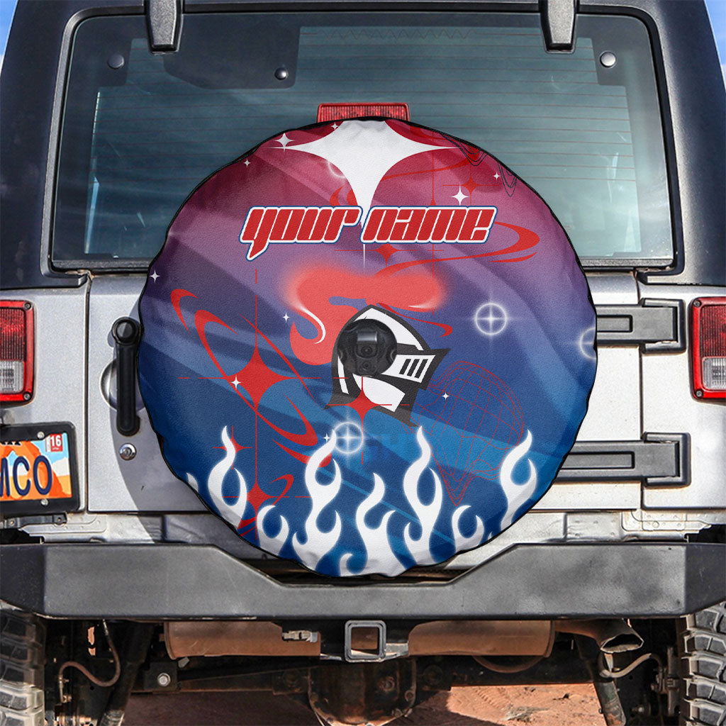Personalized Newcastle Knights Spare Tire Cover Y2K Grunge Aesthetic With Cyber Flames and Starburst Graphics