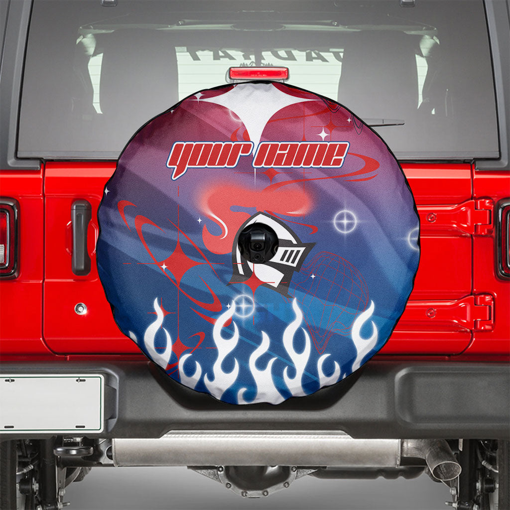 Personalized Newcastle Knights Spare Tire Cover Y2K Grunge Aesthetic With Cyber Flames and Starburst Graphics