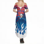 Personalized Newcastle Knights Summer Maxi Dress Y2K Grunge Aesthetic With Cyber Flames and Starburst Graphics