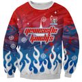 Personalized Newcastle Knights Sweatshirt Y2K Grunge Aesthetic With Cyber Flames and Starburst Graphics