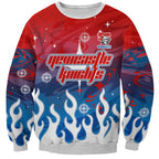 Personalized Newcastle Knights Sweatshirt Y2K Grunge Aesthetic With Cyber Flames and Starburst Graphics