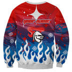 Personalized Newcastle Knights Sweatshirt Y2K Grunge Aesthetic With Cyber Flames and Starburst Graphics