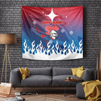 Personalized Newcastle Knights Tapestry Y2K Grunge Aesthetic With Cyber Flames and Starburst Graphics