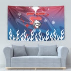Personalized Newcastle Knights Tapestry Y2K Grunge Aesthetic With Cyber Flames and Starburst Graphics