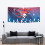 Personalized Newcastle Knights Tapestry Y2K Grunge Aesthetic With Cyber Flames and Starburst Graphics