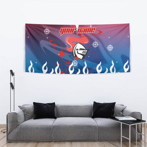 Personalized Newcastle Knights Tapestry Y2K Grunge Aesthetic With Cyber Flames and Starburst Graphics