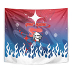 Personalized Newcastle Knights Tapestry Y2K Grunge Aesthetic With Cyber Flames and Starburst Graphics