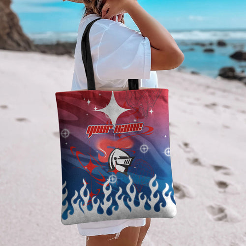 Personalized Newcastle Knights Tote Bag Y2K Grunge Aesthetic With Cyber Flames and Starburst Graphics