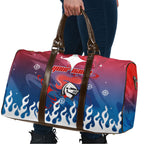 Personalized Newcastle Knights Travel Bag Y2K Grunge Aesthetic With Cyber Flames and Starburst Graphics