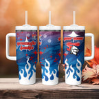 Personalized Newcastle Knights Tumbler With Handle Y2K Grunge Aesthetic With Cyber Flames and Starburst Graphics