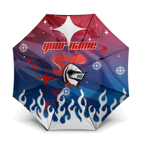 Personalized Newcastle Knights Umbrella Y2K Grunge Aesthetic With Cyber Flames and Starburst Graphics