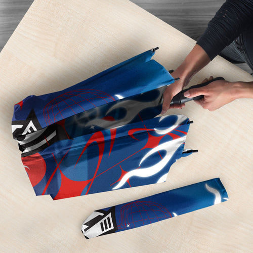 Personalized Newcastle Knights Umbrella Y2K Grunge Aesthetic With Cyber Flames and Starburst Graphics