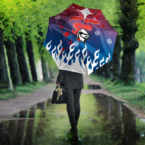 Personalized Newcastle Knights Umbrella Y2K Grunge Aesthetic With Cyber Flames and Starburst Graphics