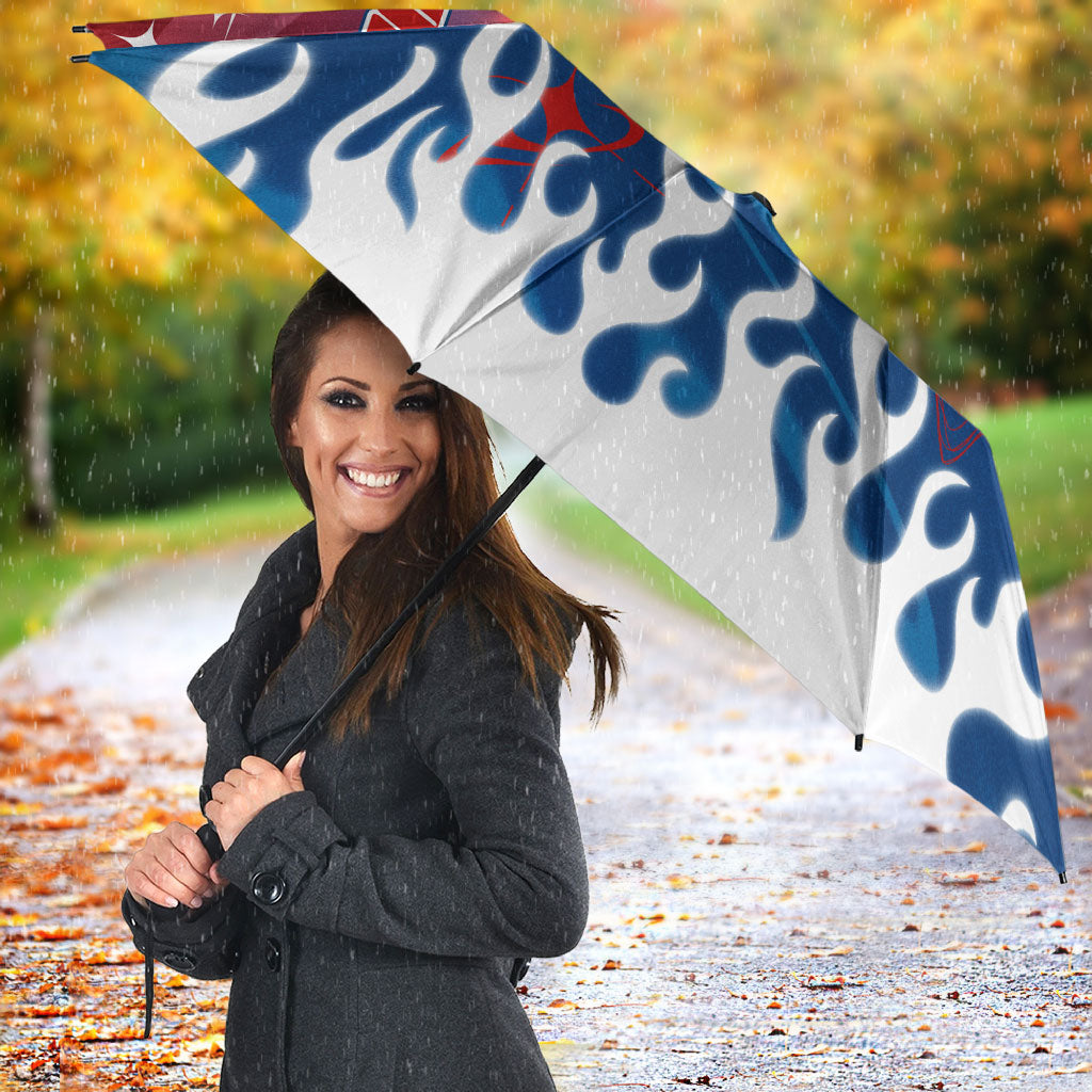Personalized Newcastle Knights Umbrella Y2K Grunge Aesthetic With Cyber Flames and Starburst Graphics