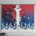 Personalized Newcastle Knights Window Curtain Y2K Grunge Aesthetic With Cyber Flames and Starburst Graphics