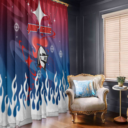Personalized Newcastle Knights Window Curtain Y2K Grunge Aesthetic With Cyber Flames and Starburst Graphics