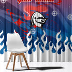Personalized Newcastle Knights Window Curtain Y2K Grunge Aesthetic With Cyber Flames and Starburst Graphics