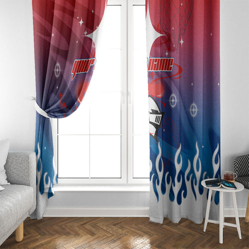 Personalized Newcastle Knights Window Curtain Y2K Grunge Aesthetic With Cyber Flames and Starburst Graphics
