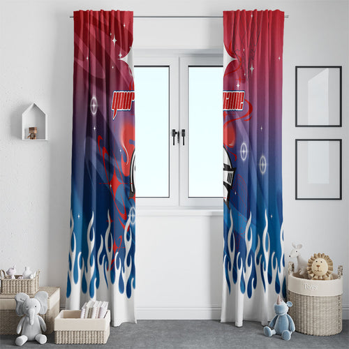 Personalized Newcastle Knights Window Curtain Y2K Grunge Aesthetic With Cyber Flames and Starburst Graphics