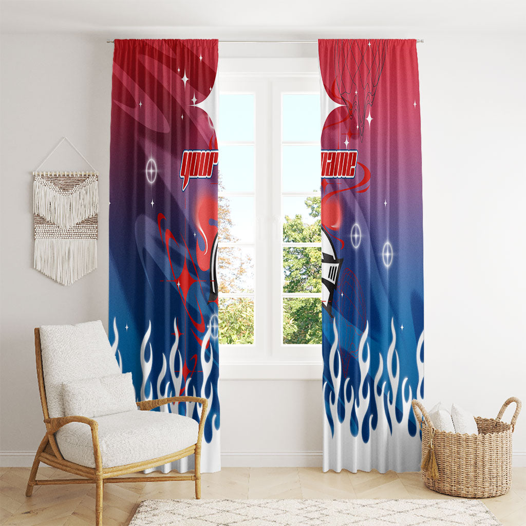 Personalized Newcastle Knights Window Curtain Y2K Grunge Aesthetic With Cyber Flames and Starburst Graphics