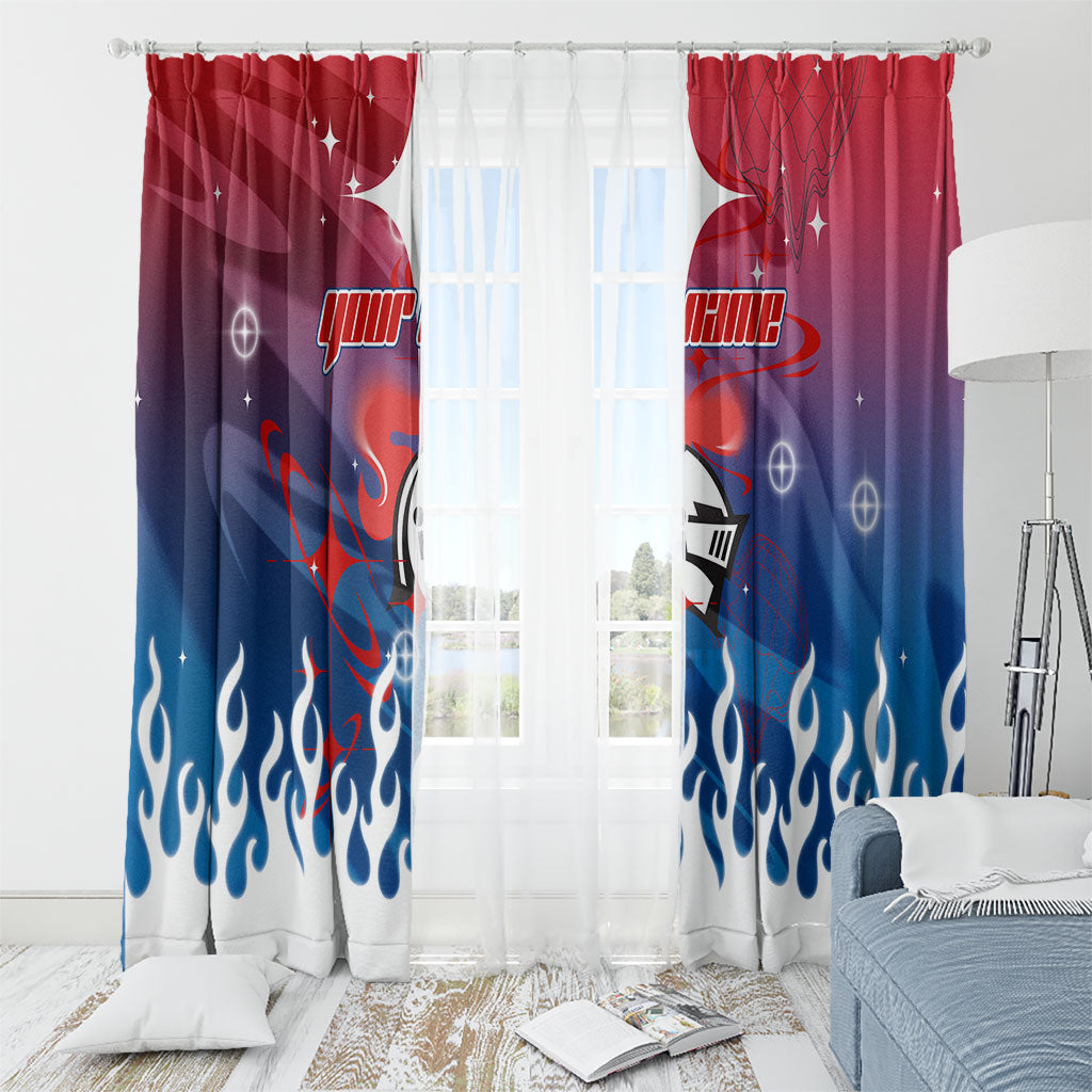 Personalized Newcastle Knights Window Curtain Y2K Grunge Aesthetic With Cyber Flames and Starburst Graphics