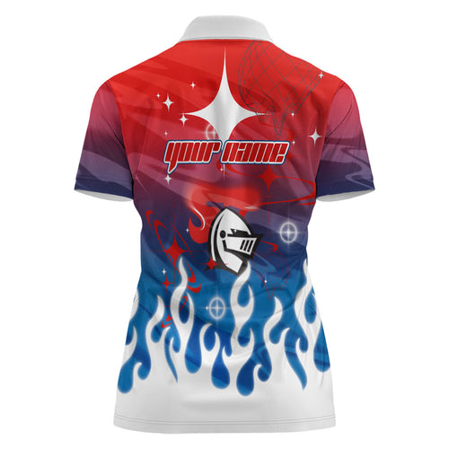 Personalized Newcastle Knights Women Polo Shirt Y2K Grunge Aesthetic With Cyber Flames and Starburst Graphics