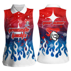 Personalized Newcastle Knights Women Sleeveless Polo Shirt Y2K Grunge Aesthetic With Cyber Flames and Starburst Graphics