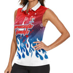 Personalized Newcastle Knights Women Sleeveless Polo Shirt Y2K Grunge Aesthetic With Cyber Flames and Starburst Graphics