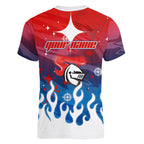 Personalized Newcastle Knights Women V-Neck T-Shirt Y2K Grunge Aesthetic With Cyber Flames and Starburst Graphics