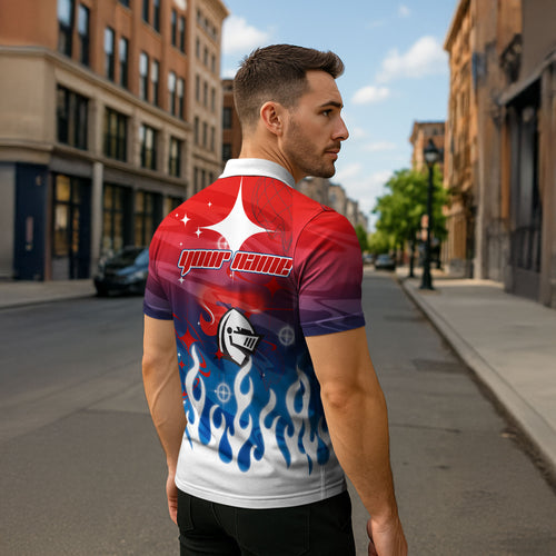 Personalized Newcastle Knights Zipper Polo Shirt Y2K Grunge Aesthetic With Cyber Flames and Starburst Graphics