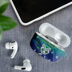Personalized New Zealand Warriors AirPods Case Y2K Grunge Aesthetic With Cyber Flames and Starburst Graphics