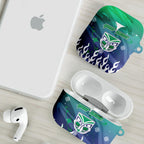 Personalized New Zealand Warriors AirPods Case Y2K Grunge Aesthetic With Cyber Flames and Starburst Graphics