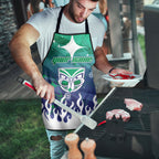 Personalized New Zealand Warriors Apron Y2K Grunge Aesthetic With Cyber Flames and Starburst Graphics