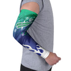 Personalized New Zealand Warriors Arm Sleeves Y2K Grunge Aesthetic With Cyber Flames and Starburst Graphics