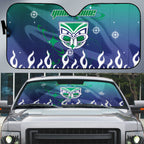 Personalized New Zealand Warriors Auto Sun Shade Y2K Grunge Aesthetic With Cyber Flames and Starburst Graphics