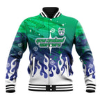 Personalized New Zealand Warriors Baseball Jacket Y2K Grunge Aesthetic With Cyber Flames and Starburst Graphics