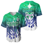 Personalized New Zealand Warriors Baseball Jersey Y2K Grunge Aesthetic With Cyber Flames and Starburst Graphics