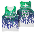 Personalized New Zealand Warriors Basketball Jersey Y2K Grunge Aesthetic With Cyber Flames and Starburst Graphics