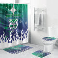 Personalized New Zealand Warriors Bathroom Set Y2K Grunge Aesthetic With Cyber Flames and Starburst Graphics