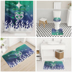 Personalized New Zealand Warriors Bathroom Set Y2K Grunge Aesthetic With Cyber Flames and Starburst Graphics
